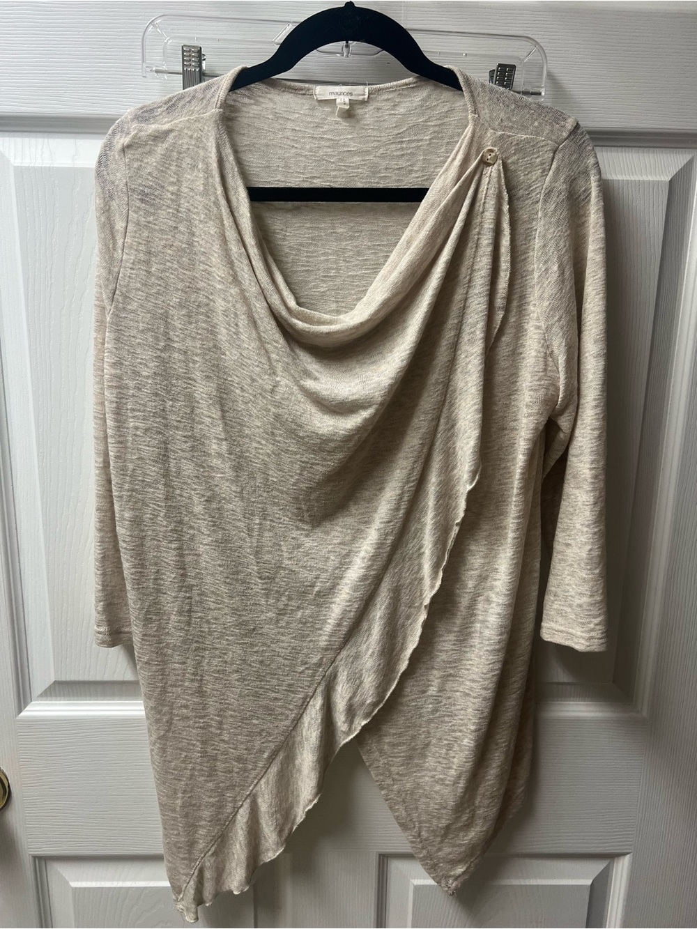 Maurices Light Beige Cowl Neck Draped Wrap Top